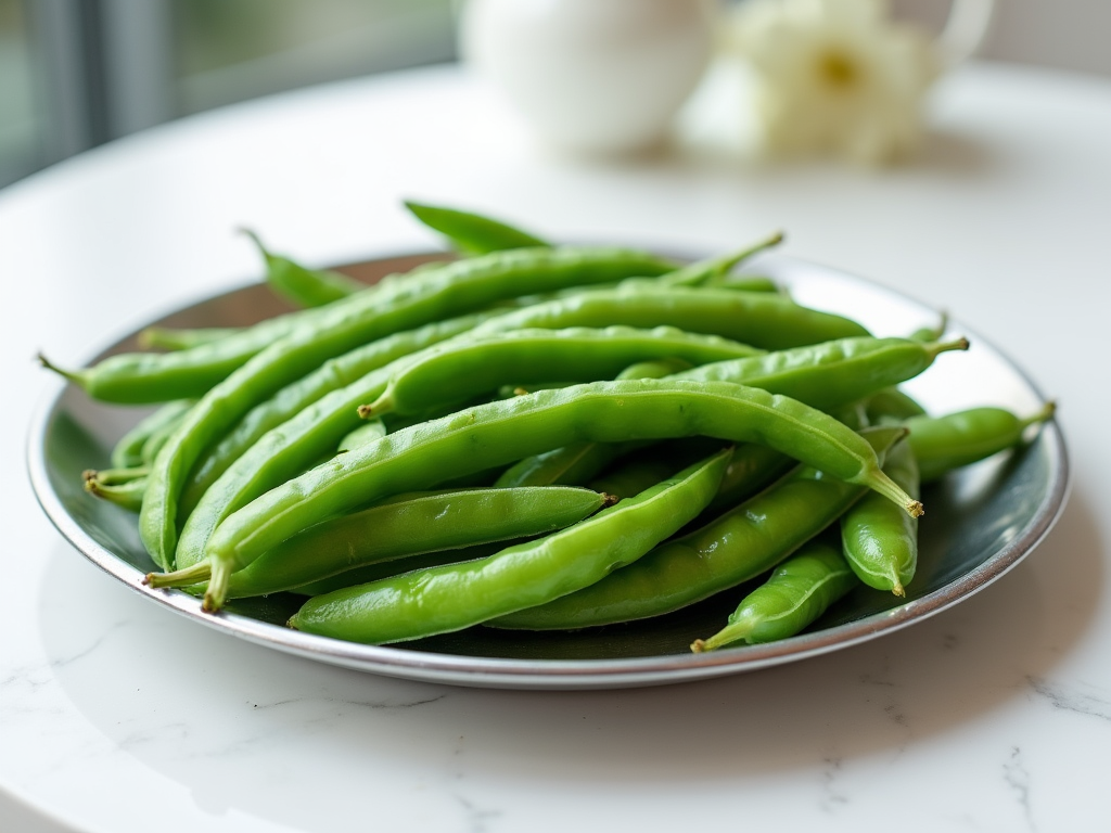 Fresh green snow peas in pod